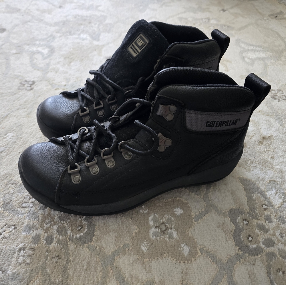 Mens Caterpillar Alaska Black Leather Boots US 7.5
